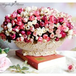 autumn 15 heads bouquet silk artificial flower diy wedding home christmas decor floral gifts photo props