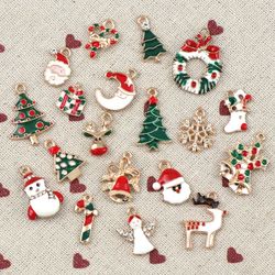 NewYear Fashion Metal Alloy Christmas Charm Decor Set Xmas Pendant Ornaments Hanging Decoration