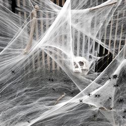 halloween spider web decoration: stretchy cobweb for scary party, haunted house props