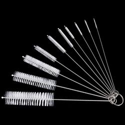 10-piece stainless soft hair suction glass tube cleaner brushes - nylon bottle & fish tank pipe brush set for household