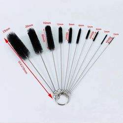 10-piece stainless soft hair suction glass tank pipe brush set for household tube cleaning - nylon bottle fish cleaning