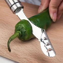 stainless steel vegetable slicer & tomato core remover - efficient household tool for peppers and more!