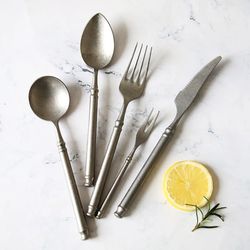 retro scrub stainless steel flatware set - vintage cutlery for kitchen & restaurant dining