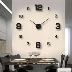 modern diy wall clock: 40cm/16'' frameless 3d mirror sticker clock for home, office, hotel, restaurant, school decoratio