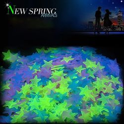 luminous 3d stars glow in the dark wall stickers - kids room decor | fluorescent star stickers for bedroom ceiling