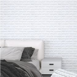 2m 3d soft foam brick wallpaper sticker roll | diy self-adhesive home decor for living room, kitchen, bathroom