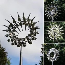 new unique metal windmill: 3d wind powered kinetic sculpture for yard & garden decor