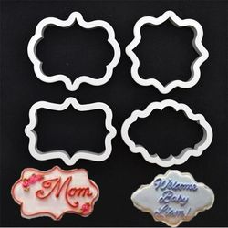 vintage plaque frame cookie cutter set - decorating tools