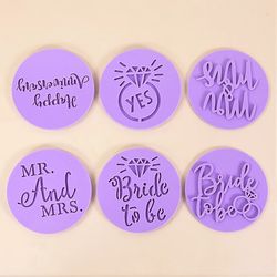 bride & groom wedding cookie cutter stamp set