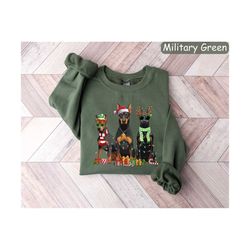 christmas doberman sweater, doberman christmas shirt, dog lover gift, christmas crewneck, holiday sweater, doberman dog