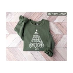 bible verse sweatshirt, jesus christmas shirt, christmas tree sweater, religious christmas shirt, holiday sweaters, new