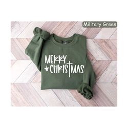 merry christmas sweatshirt, merry and bright shirt, holiday sweaters, christmas gift, christmas crewneck, women christma