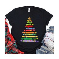 teacher crayon christmas tree christmas sweatshirt, christmas sweatshirt, gift for teachers, crayon shirt, teacher shirt