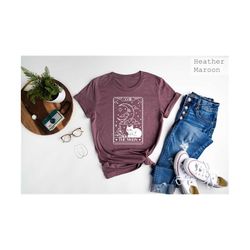 the moon tarot card cat t-shirt, meow tee, funny cat shirt, tarot card lovers tee, mystical t-shirt, celestial outfit,