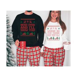 bend over and i&39ll show you christmas couple t-shirt,griswold family matching shirts,funny christmas tree,xmas couple