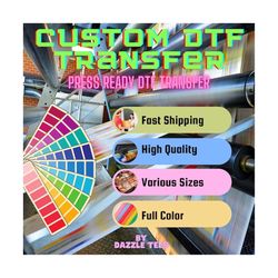 custom dtf transfers, dtf gang sheet, full color heat transfer, wholesale gang, bulk dtf sheets, ready to press, custom