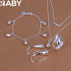 high-quality 925 sterling silver wedding jewelry sets for women: classic drop bracelets, earrings, necklaces, and rings