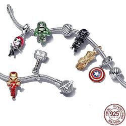 2024 best-selling spider-man s925 sterling silver charm: new captain america bracelet paired with avengers movie charms