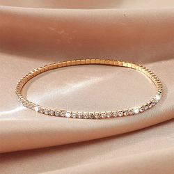 ladies transparent crystal bracelet: 27 colors, rhinestone elastic wristband gift for women