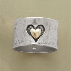 charming two-tone heart ring for women: delicate silver engagement & wedding jewelry