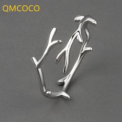 silver branch leaf adjustable ring - trendy finger jewelry for women & girls