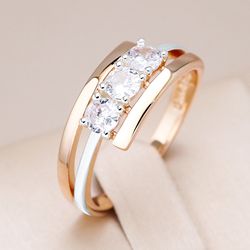 exquisite kinel 585 rose gold silver white zircon rings: perfect for wedding & daily wear