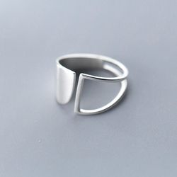 handmade 925 sterling silver geometric rings for women - adjustable punk style jewelry, perfect for parties and gifts, h