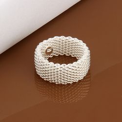 charm women's mesh ring - free shipping | silver color, fashion jewelry gift (r040)