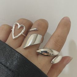Luxury Designer 925 Sterling Silver Heart Wide Open Rings for Women – Perfect for Wedding, Engagement, and Parties