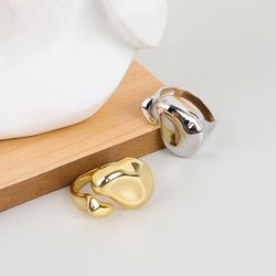 Vintage Punk Party Jewelry: Creative Irregular Width Open Ring in Silver and Gold