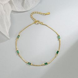 925 sterling silver green zircon bracelet: elegant charm for women, ideal birthday gift with free shipping
