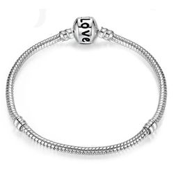 snake chain bracelet with safety clasp for pandora charms - unisex jewelry gift for women & men