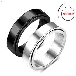 stainless steel anti-stress fidget spinner rings for couples: rotating wedding band & knuckle jewelry