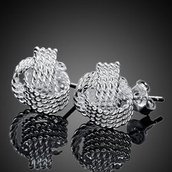 DOTEFFIL Elegant 925 Sterling Silver Soft Winding Stud Earrings for Women - Wedding & Engagement Jewelry