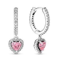925 Sterling Silver Heart Hoop Earrings: Sparkling Halo Design for Women's Wedding Fashion Gift