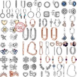 2024 Sparkling 925 Sterling Silver Heart Flower Butterfly Stud Earrings with Clear Zircon – Women's Jewelry Gifts