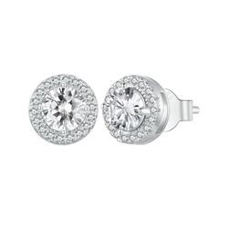 BAMOER Platinum-Plated CZ Stud Earrings: 925 Sterling Silver, Hypoallergenic & Elegant Fashion Jewelry - BSE893