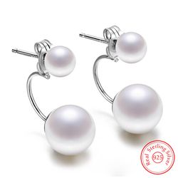 925 sterling silver u-shaped pearl stud earrings for women - fashion jewelry xy0263