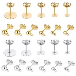 20pcs 925 silver plated earring studs with backing for diy jewelry making