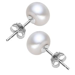 freshwater pearl stud earrings: 925 sterling silver women's jewelry fashion gift