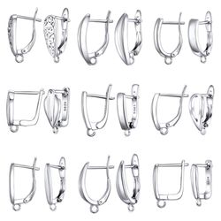 handmade 925 sterling silver hollow hook earrings clasps for diy jewelry making