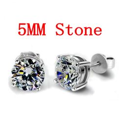 5mm/9mm lab diamond stud earrings in 925 sterling silver for women & men - engagement & wedding jewelry charm gift