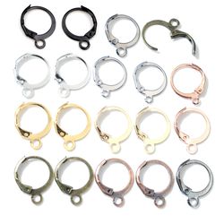 wholesale french earring hooks: high-quality 14x12mm, 30pcs in silver, rose gold, bronze, and rhodium colors