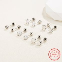 New Fashion Square Star Stud Earrings: High-Quality 925 Sterling Silver Jewelry XY0234
