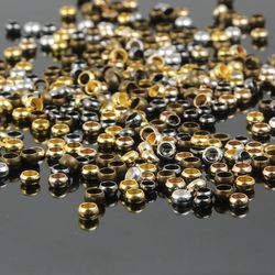 gold, silver, copper crimp end beads: 1.5-4mm spacer stoppers for diy earring & necklace making