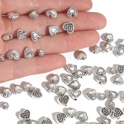 antique silver love heart spacer beads: 20-50pcs for diy jewelry making, earrings & necklace