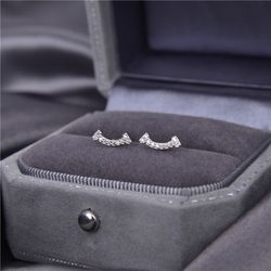 925 Sterling Silver Diamond Smile Stud Earrings for Women: Wedding & Engagement Party Jewelry