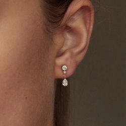 CANNER 925 Silver Teardrop Dangling Stud Earrings: Elegant & Delicate Women's Jewelry