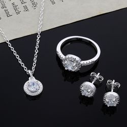 sterling silver cz jewelry set: elegant christmas gift for women