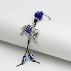 lucky eye alloy elephant pendant keychain blue turkish evil eye bead bag car key chain keyring llavero porte